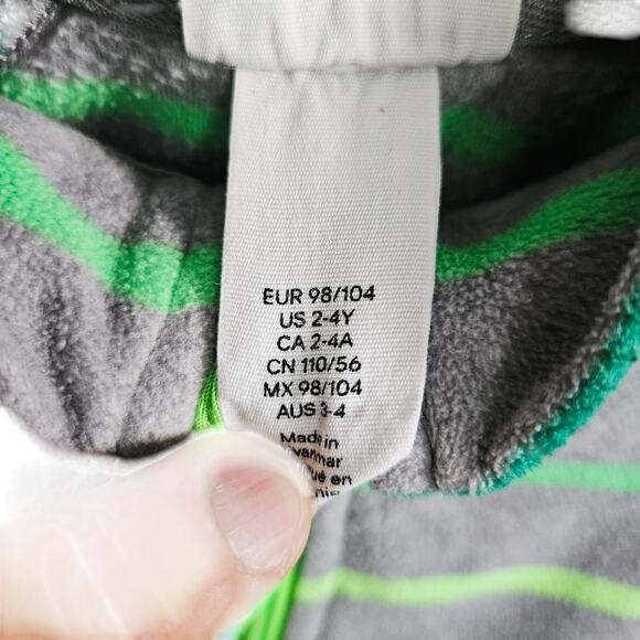 H&M Sport Kids 2-4Y Full Zip Fleece Jacket Gray Green Stripe Cozy Comfy Fall - Picture 5 of 6